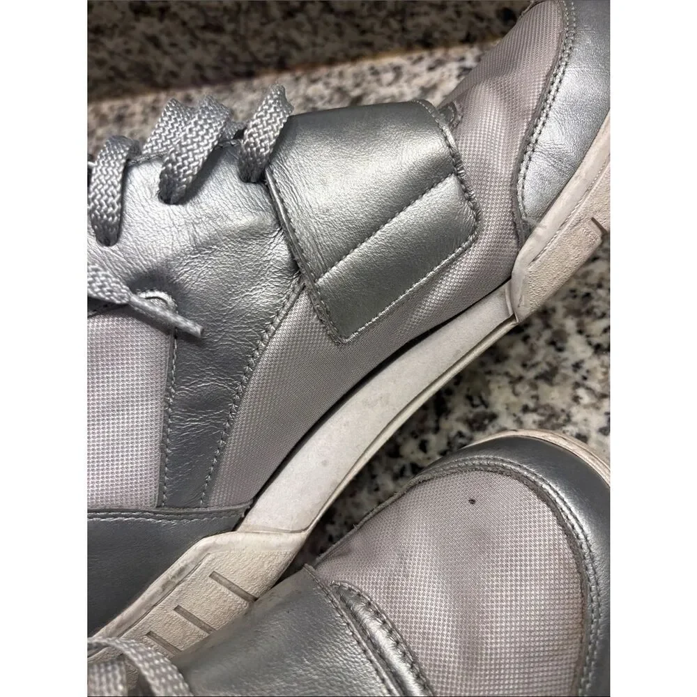 Reebok Metallic Silver High-Top Sneakers with Strap